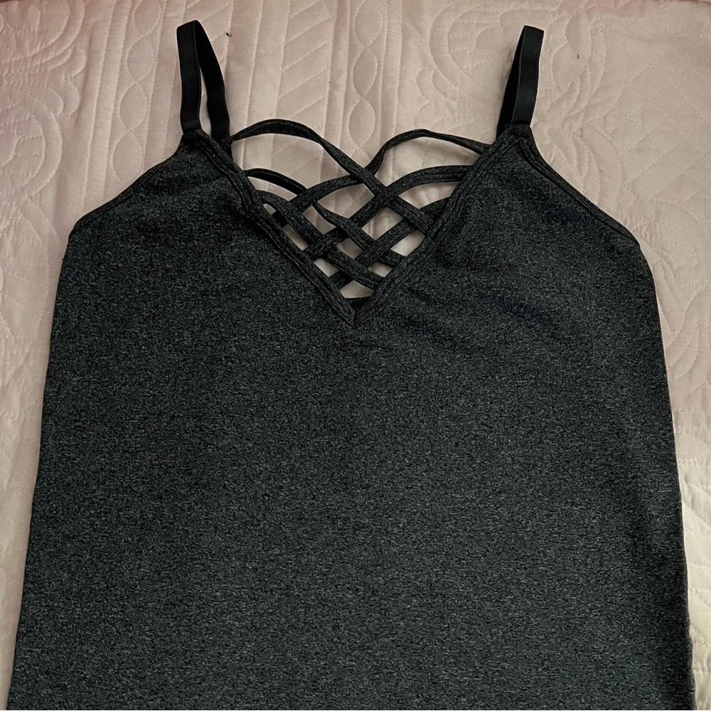 Gray Criss-Cross Front Tank